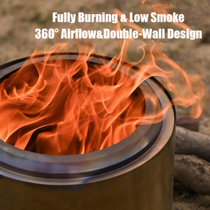 Edelstahl 304 <span class=keywords><strong>Outdoor</strong></span> Lagerfeuer Kohlen becken Herd Rauchfreier Camping Feuerstelle Tragbarer Holzofen Leichter Kamin - Product Image 2