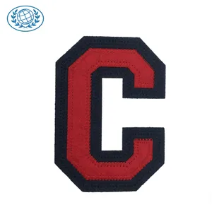 Custom Numbers Alphabet Letters C Varsity Applique Felt Embroidery Patch Stripes DIY Clothing Accessory Iron On Backing