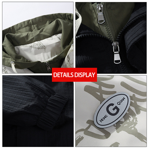 Giacca Bomber da Uomo con Cappuccio e Patchwork, 100% Poliestere, Vestibilità Ampia, Antivento, Stile Streetwear Casual Giovanile, Moda Primaverile - Product Image 6