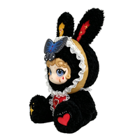 EN STOCK Vente en gros Peluche de collection Mengqi Bunny noire moelleuse avec garniture en dentelle, Cadeau de Saint-Valentin très populaire
