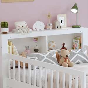Twin <b>Size</b> Solid Wood <b>Bed</b> with Headboard Storage Rack Two Under-<b>Bed</b> Drawers Three-Side Guardrails for Safety and Security - Product Image 4
