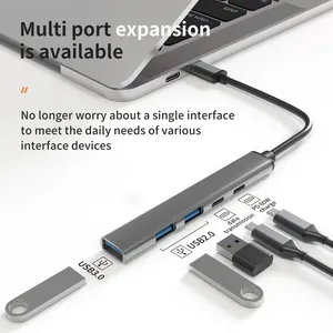 도킹 스테이션 유형 c USB 5 in 1 유형 C-USB2.0 PD60W USB C 데이터 * 2 USB3.0 회색 BASIX