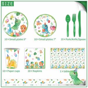 Juego de Platos de Papel Desechables Coloridos y Lindos para Niños, 7 pulgadas + 9 pulgadas, Vajilla de Fiesta de Dinosaurios para Picnic al Aire Libre - Product Image 2