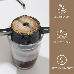 แก้วกรองกาแฟพกพาแบบพับได้สองชั้น ทำจากสแตนเลส 304 สำหรับขายส่ง - Product Image 2