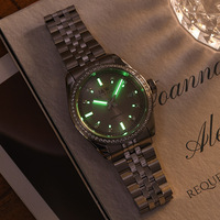 Montre classique I&W Aiwochi pour affaires, boîtier en acier inoxydable, verre saphir, lunette en pierre, fabrication sur mesure