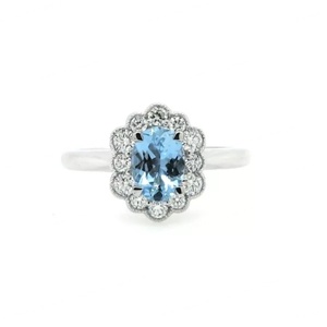 Anillo de Compromiso de Plata de Ley 925 con Topacio Azul de Corte Ovalado para Mujer, Gran Venta - Product Image 1