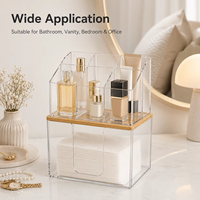 MIXWARES Boîte à mouchoirs en acrylique et ensemble d'organisateurs de maquillage transparents, étagère de bureau et de salle de bain pour la maison