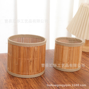 New <b>bamboo</b> woven storage <b>basket</b> for home use, desktop remote control storage, office pen holder, and miscellaneous items - Product Image 3