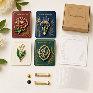 Pins de Esmalte Duro Botánicos Modernos Personalizados, Chapados en Oro, con Diseño de Peonía, Iris y Lirio de los Valles, Insignias Metálicas para Solapa - Product Image 2