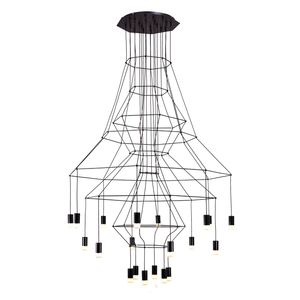 Nordic Minimalist Light Modern Black Led Wireflow <strong>Hanging</strong> Adjustable Height Eye Caring Linear Pendant Lamp <strong>for</strong> <strong>Home</strong> <strong>Bar</strong> - Product Image 3