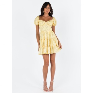 Robe Courte Décontractée Florale Écologique et Respirante pour Femme, Taille Naturelle, Style Champêtre, OEM - Product Image 4