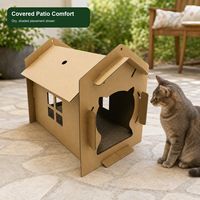 Maison pour chat en carton ondulé Kraft personnalisée, abri pour animaux de compagnie pour chats d'intérieur