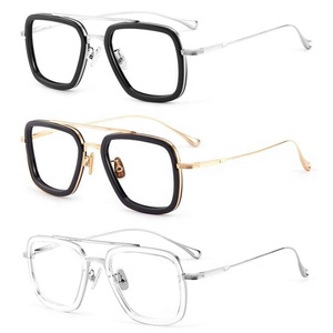 Lunettes <span class=keywords><strong>de</strong></span> vue <span class=keywords><strong>de</strong></span> luxe Iron Man 2024 en titane pour hommes, montures optiques en acétate à motif uni - Product Image 6