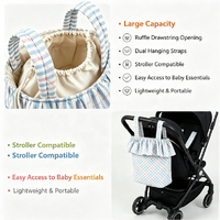 Organisateur de poussette en coton à volants, sac de rangement pour couches de bébé avec cordon de serrage, imprimé personnalisé, accessoires de poussette