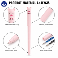 Stylos à bille personnalisés en gros avec logo, animaux mignons, 0,5 mm, en plastique, promotionnels, pour le bureau, l'école, cadeau, rose, gris, blanc, bleu