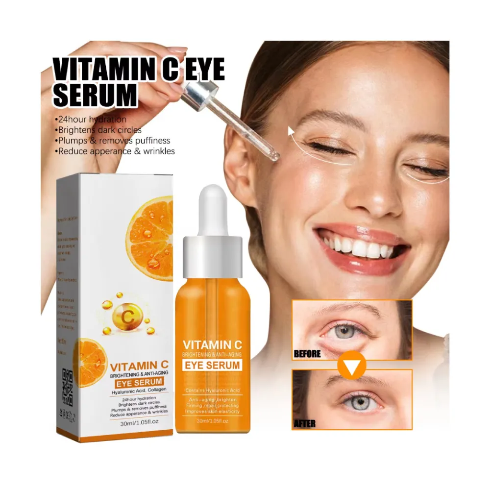 Aangepaste Private Label Anti Rimpel Vitamine C Eye Essence Fleuren Donkere Cirkel 24 Uur Hydratatie Organische Serums Verwijdert Wallen