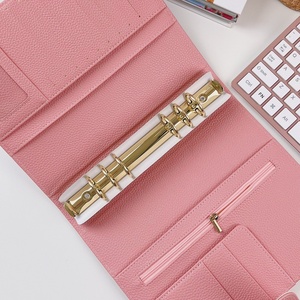 <span class=keywords><strong>Cahier</strong></span> de notes avec logo personnalisé en gros, 6 anneaux, feuilles mobiles, classeur A5 A4, planificateur de galets en cuir PU pour l'école et le bureau - Product Image 5