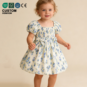 Abiti Casual Traspiranti per Bambine Baifei, Vestito a Maniche Corte con Arricciatura, <span class=keywords><strong>Abbigliamento</strong></span> Personalizzato Stampato per Bambine - Product Image 1