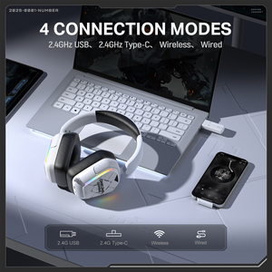 หูฟังไร้สาย <span class=keywords><strong>ONIKUMA</strong></span> GT883 <span class=keywords><strong>USB</strong></span> V5.4 แบบ 4 โหมด เชื่อมต่อแบบมีสาย 2.4GHz และ Type-C สำหรับเกมเมอร์ พร้อมระบบตัดเสียงรบกวนและไมโครโฟน - Product Image 2
