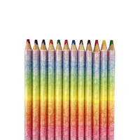 Crayons de couleur triangulaires géants personnalisés en bois, 12 couleurs, 7 pouces, mine de 4,0 mm, revêtement filmé, lot de 12 pièces, achat en gros pour ISO
