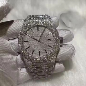 Reloj con Diamantes de Moissanita, Acero Inoxidable, Movimiento Mecánico, Resistente al Agua 20 BAR, Unisex, Estilo Vintage - Product Image 3