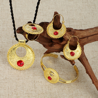 FS Érythrée Habesha Charme Africain Géométrique Style Ethnique Couleur Or Ensemble de Bijoux pour Femmes