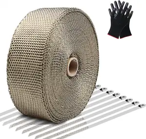 Exhaust Heat Wrap for Exhaust Pipes Tap Kit for Motorcycle 2"x50ft with 10 Stainless Ties