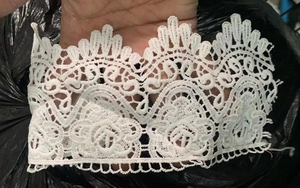2026 Tela 100% Algodón de Alta Calidad Ecológica con <span class=keywords><strong>Bordado</strong></span> Blanco, Cuello de Ganchillo y Adorno de Encaje con Decoración Floral para Zapatos - Product Image 4