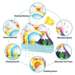 Ensemble interactif de jouets aquatiques pour bébé, jouets de bain en forme de canard arc-en-ciel, jouets de douche pour baignoire avec boîte cadeau - Product Image 3