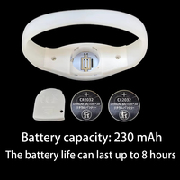 Pulsera LED con Control Remoto, Logotipo Personalizado Programable, 10 Zonas, 4 LED, 433MHz, Cobertura de 800M, 6-10 Horas de Duración, Secado Rápido, para Fiestas