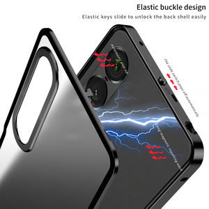 Étui de protection magnétique à encliquetage élastique en métal pour <span class=keywords><strong>Sony</strong></span> Xperia 1 VII 2025 / 1 VI V IV, coque arrière transparente givrée en PC avec protection d'objectif - Product Image 3