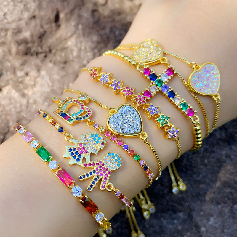Brazalete De Oro Multicapa De Circonio De Diamantes Europeos Brazalete De Oro Multicapa De Circonio De Diamantes Europeos