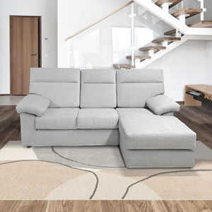 Salon TORONTO avec péninsule en tissu gris clair - Product Image 1