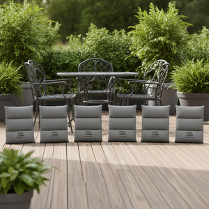 Juego de 6 cojines para sillas de exterior, cuadrados, grises, resistentes al agua, de poliéster acolchado, para todas las estaciones, extraíbles y lavables - Product Image 2