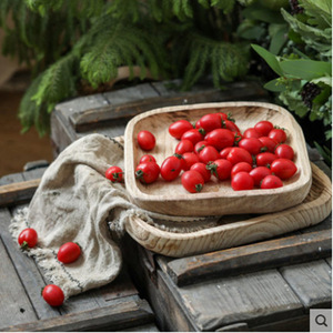 Wooden Square <b>Tray</b> Paulownia Wood Vintage Solid Wood Fruit Plate <b>Dinner</b> Plate Serving <b>Tray</b> For Home Hotel Use - Product Image 5