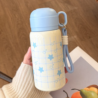 Nouvelle gourde isotherme minimaliste en acier inoxydable, tasse à paille esthétique pour étudiant, bouteille d'eau mignonne, tasse compacte portable