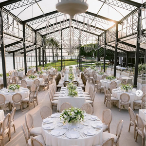 خيمة أتريوم بإطار من الألومنيوم الأسود شفافة من كلوريد البولي فينيل أو جدار زجاجي لحفلات الزفاف والمطاعم - Product Image 2