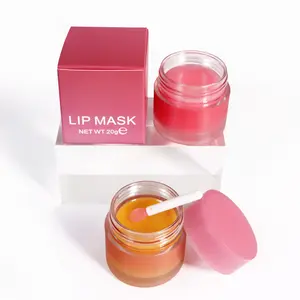 Wholesale Custom Logo Vegan Lips Care Pink Moisturizing Lipmask Cherry Mango Flavor Fruit Collagen Lip Mask