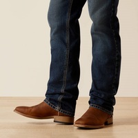 Jeans brodés bleus personnalisés de coupe de botte de Western décontracté foncé des hommes