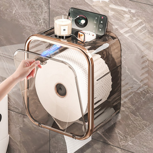 Toilet <b>Paper</b> Holder Rectangular Waterproof Wall Mounted No Drill <b>Tissue</b> Box Bathroom Roll <b>Paper</b> Holder - Product Image 3