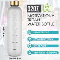 Bouteille d'eau en plastique noire tendance de 32 oz avec paille