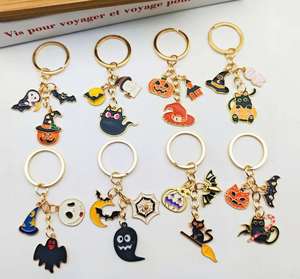 Wholesale Halloween Keychain Set Metal Pumpkin, Ghost, <b>Cat</b> & Cartoon Anime Pendants for Bags - Product Image 4