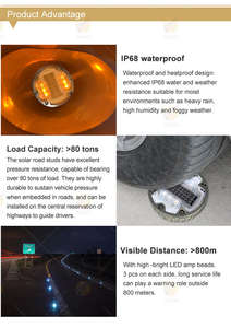 DPWH approuvé 6 LEDs Solar Cat Eye Road Marker Light G105 4Way IL300 Solar Road Studs - Product Image 5