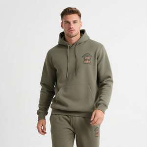 Sweat à capuche épais 400 g/m² effet vieilli, coupe classique personnalisée pour homme, en molleton uni, broderie, lavé, 100 % coton pour l'hiver - Product Image 2