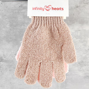 Guanti da bagno esfolianti in Nylon da bagno in marocco 100% poliestere personalizzato a cinque dita con pelle morta rosa guanto da massaggio per il corpo - Product Image 5