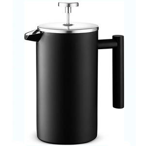 Cafetière à presse française en <span class=keywords><strong>acier</strong></span> inoxydable à double paroi noir mat - Product Image 1