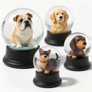 Globe à eau en résine personnalisable pour chien, bouledogue, golden retriever, teckel, globe à neige avec base noire, 4 tailles disponibles - Product Image 1
