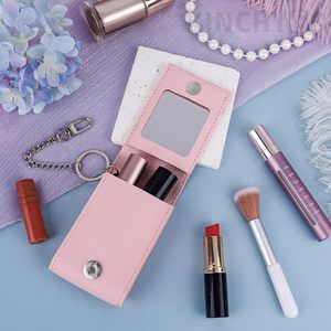 กระเป๋าใส่ลิปสติกแฟชั่นสำหรับผู้หญิง  วัสดุหนัง PU  แบบพกพา พร้อมกระจก - Product Image 4
