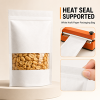 Sachet Doypack en papier kraft brun de qualité alimentaire, recyclable, avec fermeture éclair et fenêtre, pour noix, café et snacks