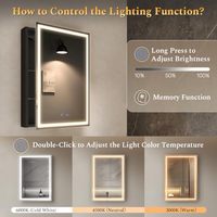 Espejo de Baño con Iluminación LED Modular, Antivaho, Montado en la Pared, con Marco de Aluminio, Enchufes y Puertos USB